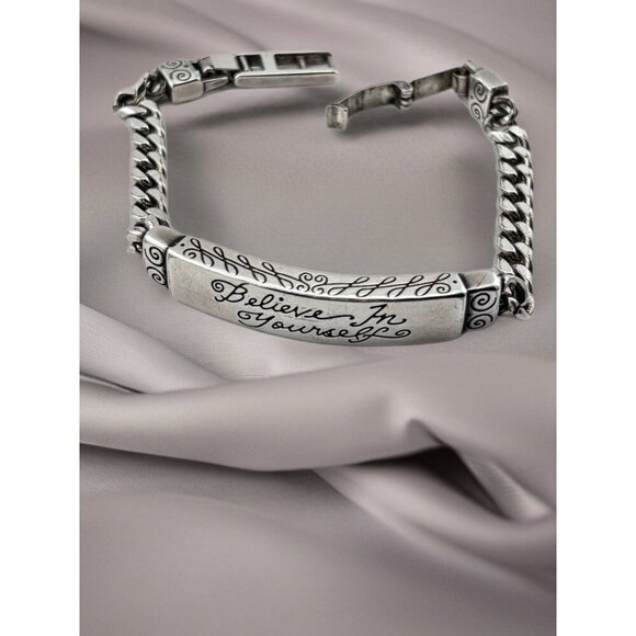 BRIGHTON I.D "Believe in Yourself " Silver BRACELET 7" Brighton Pouch Included - Picture 2 of 5